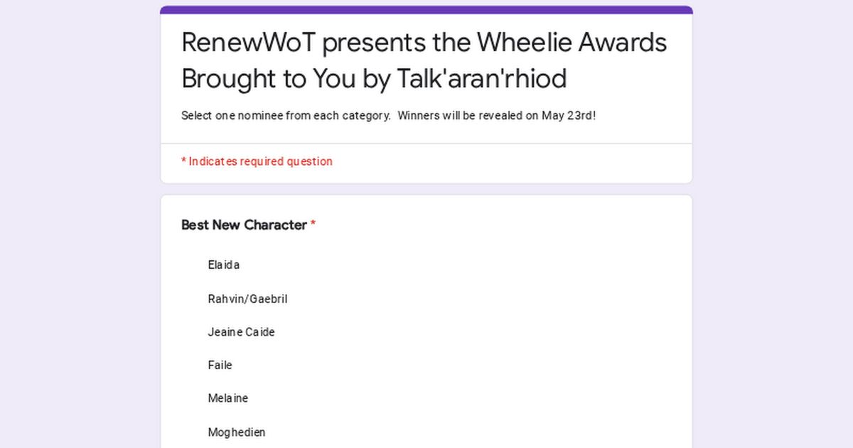 al’Lan Mandragoran (@malkiersking) on Twitter photo The #RenewWoT Wheelie Awards, hosted by @arantalk, are next week! Make sure you vote for all your favorites - forms.gle/CiLqLw2zRKiUuA… #TwitterOfTime
<a href="/PrimeVideo/">Prime Video</a> <a href="/AmazonMGMStudio/">Amazon MGM Studios</a> <a href="/SPTV/">Sony Pictures Television 📺</a> <a href="/SonyPictures/">Sony Pictures</a> @AJassy <a href="/JeffBezos/">Jeff Bezos</a> The #RenewWoT Wheelie Awards, hosted by @arantalk, are next week! Make sure you vote for all your favorites - forms.gle/CiLqLw2zRKiUuA… #TwitterOfTime
<a href="/PrimeVideo/">Prime Video</a> <a href="/AmazonMGMStudio/">Amazon MGM Studios</a> <a href="/SPTV/">Sony Pictures Television 📺</a> <a href="/SonyPictures/">Sony Pictures</a> @AJassy <a href="/JeffBezos/">Jeff Bezos</a>