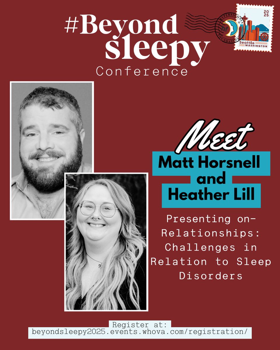 HypersomniaNews's tweet photo. Power couple Matt Horsnell and Heather Lill will present at the upcoming #BeyondSleepy Conference -- Relationships: Challenges in Relation to Sleep Disorders

⁠
🔗 REGISTER - https://t.co/XGPeOYdf8A https://t.co/EZljuvbq1o