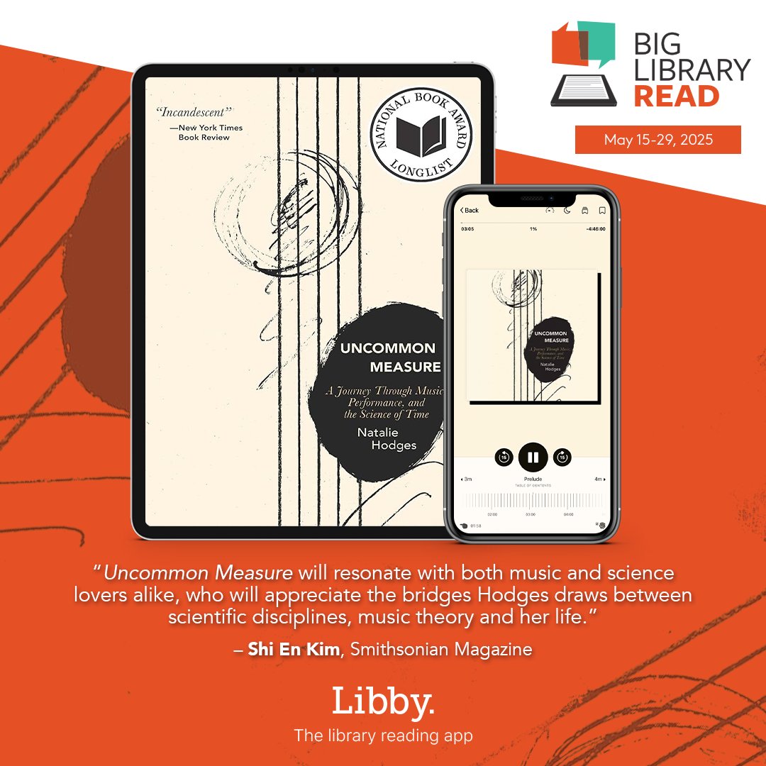 🌎 Join the world's largest digital book club! #BigLibraryRead returns May 15-29 with Natalie Hodges' 'Uncommon Measure' - a lyrical memoir blending music, neuroscience &amp; identity.

🎻 No waits, no holds - just instant reading!
📚 Borrow now: smsa.overdrive.com