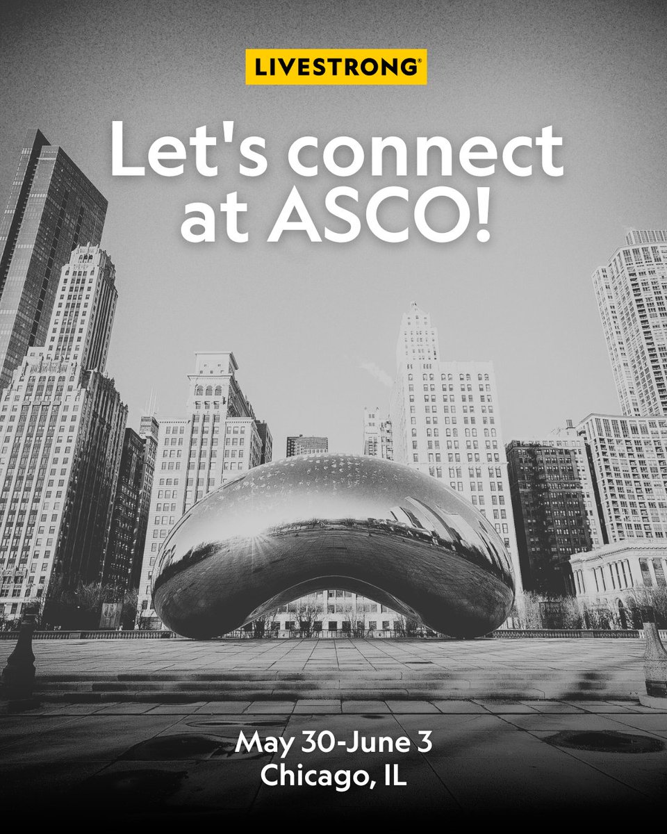 We're getting ready for #ASCO25! Livestrong is heading to Chicago to connect with the oncology community and share exciting updates. Find us at Booth #10006.

#ASCO25 #Livestrong #CancerSupport #StrongerTogether