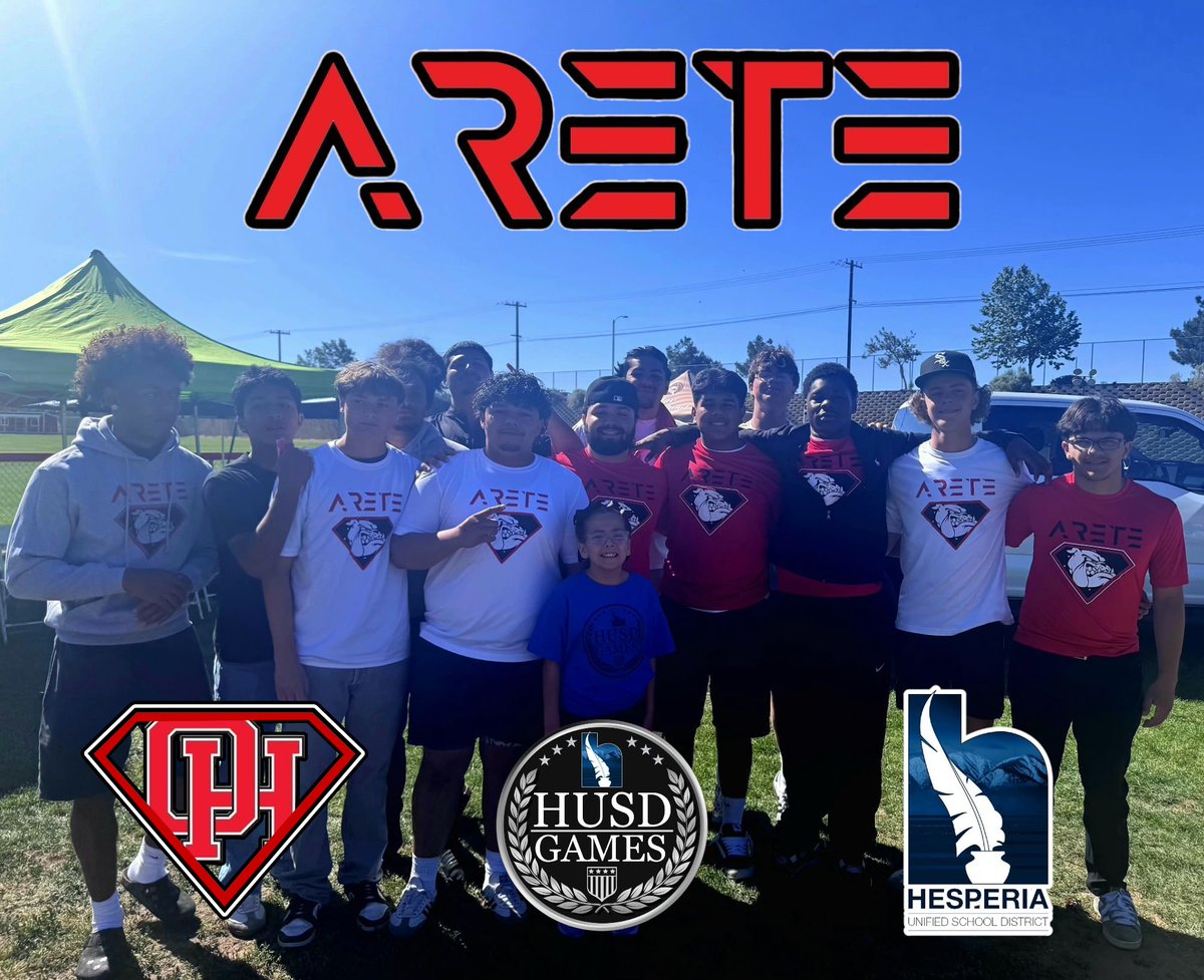 ARETÉ = EXCELLENCE IN MANY WAYS! SERVICE IS ONE. Thank you to the Bulldogs that were able to help today at the Hesperia Games! <a href="/HesperiaUnified/">Hesperia Unified School District</a> @o
