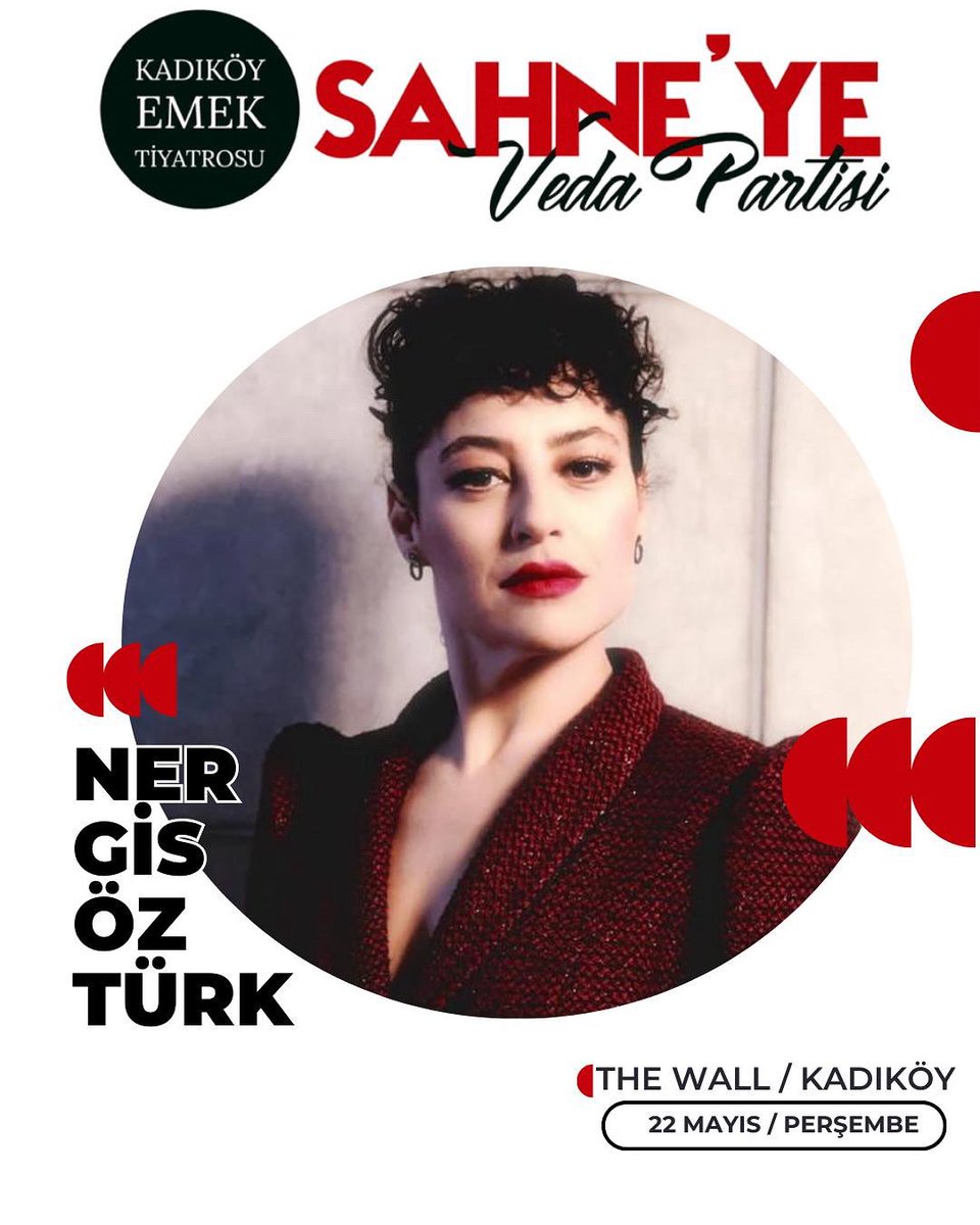 Kadıköy Emek Tiyatrosu Veda Partisi
22 Mayıs’ta buluşuyoruz!

📍Yer: The Wall Performance
⏰Kapı açılış: 20.00
🎟️Biletler: tiyatrolar.com.tr/m/tiyatro/kadi…