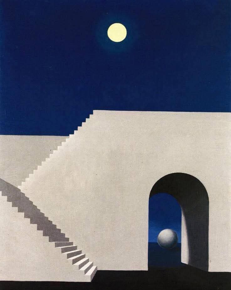René Magritte.
Architecture in the Moonlight, 1956.
