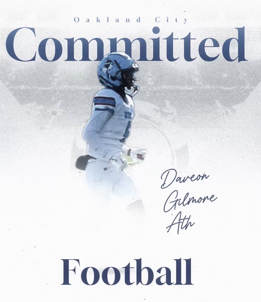 Daveon Gilmore (@daveong05) on Twitter photo I’m blessed to announce that i’ll be continuing my academic and athletic career at The University of Oakland city #AGTG
<a href="/ScottHu36048162/">Scott Hurst</a>
<a href="/55CoachJohns/">Derek Johns</a>
<a href="/GobenNate/">Nate Goben</a>
<a href="/UCBraves/">Union County Braves Football</a> I’m blessed to announce that i’ll be continuing my academic and athletic career at The University of Oakland city #AGTG
<a href="/ScottHu36048162/">Scott Hurst</a>
<a href="/55CoachJohns/">Derek Johns</a>
<a href="/GobenNate/">Nate Goben</a>
<a href="/UCBraves/">Union County Braves Football</a>