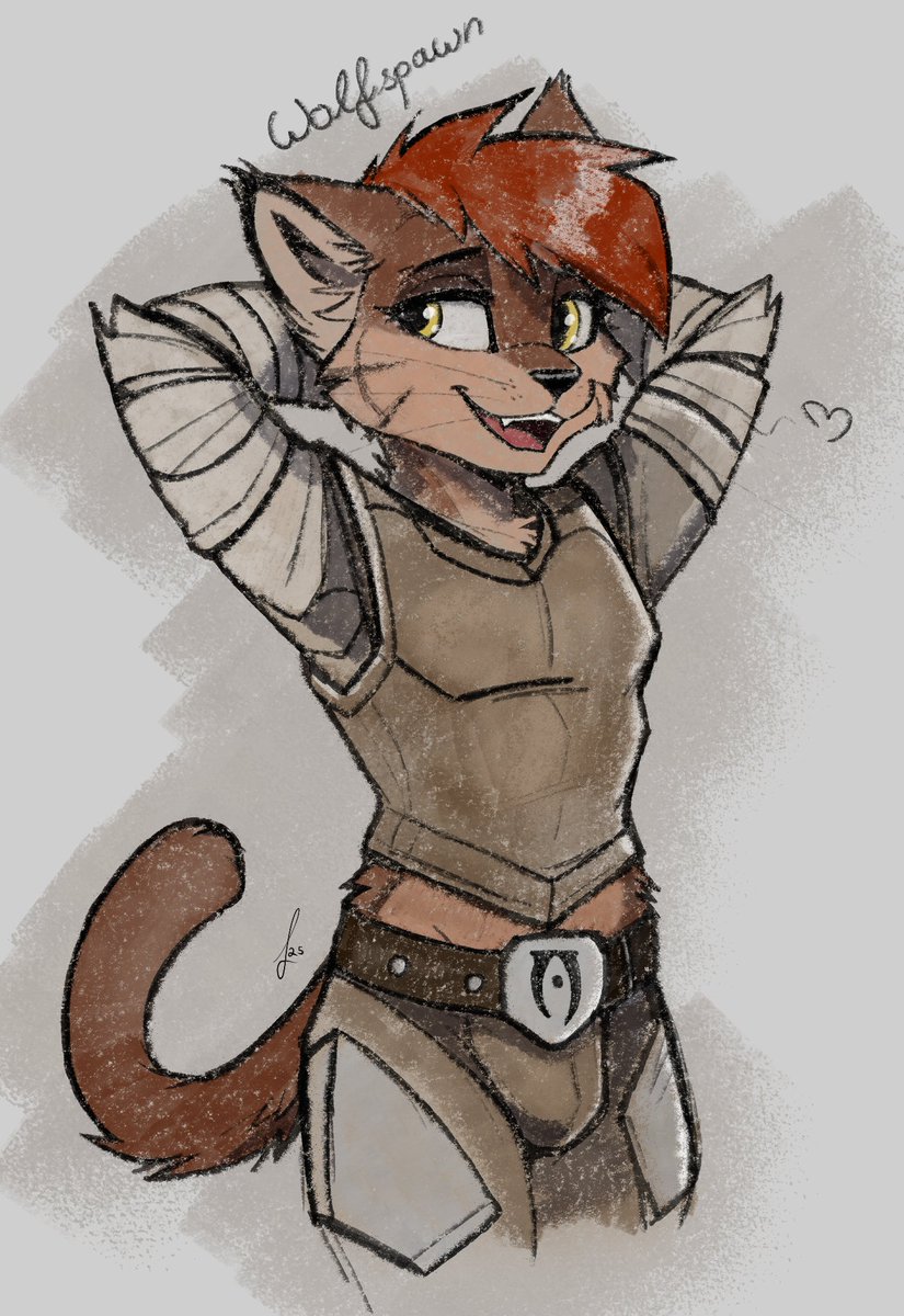 I heard <a href="/Wolfspawn1/">Wolfspawn</a> is trying his hand at the Oblivion remastered. Apparently he loves the lock-picking mini-game!
Tried to draw him as a Khajiit, unusual to work with  charcoal. It's pretty scary without a stabilizer.
#furryartists #furry #furryartworks #OblivionRemastered