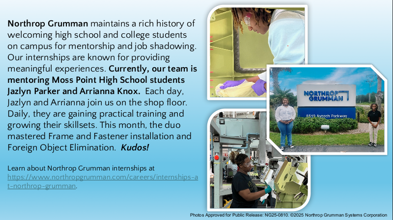 Northrop Grumman continues to invest in the next generation of talent through hands-on learning and mentorship. Programs like this are powerful — giving students a head start in high-demand careers and helping employers grow their future workforce!