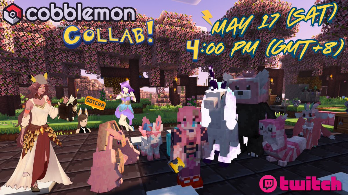 SPrincess04's tweet photo. Minecraft BigChadGuys Plus with Cobblemon modpack stream tomorrow with @KynziteVT @missmartholomew @XeriAmaranth and Xena at 10AM GMT+2 (CEST) 🎉 https://t.co/0cgFqwTX2m