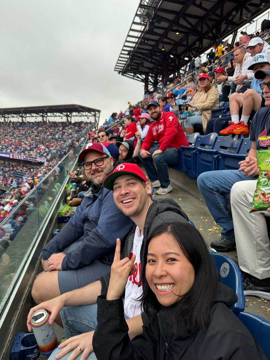 braindo's tweet photo. We had an incredible time at the Phillies game for our BrainDo company outing! It was a rainy but beautiful day at the Bank, and to top it off the Phillies clinched a win in the first game of the doubleheader. Great reminder of how much we value team culture! https://t.co/rrD61mmVNn