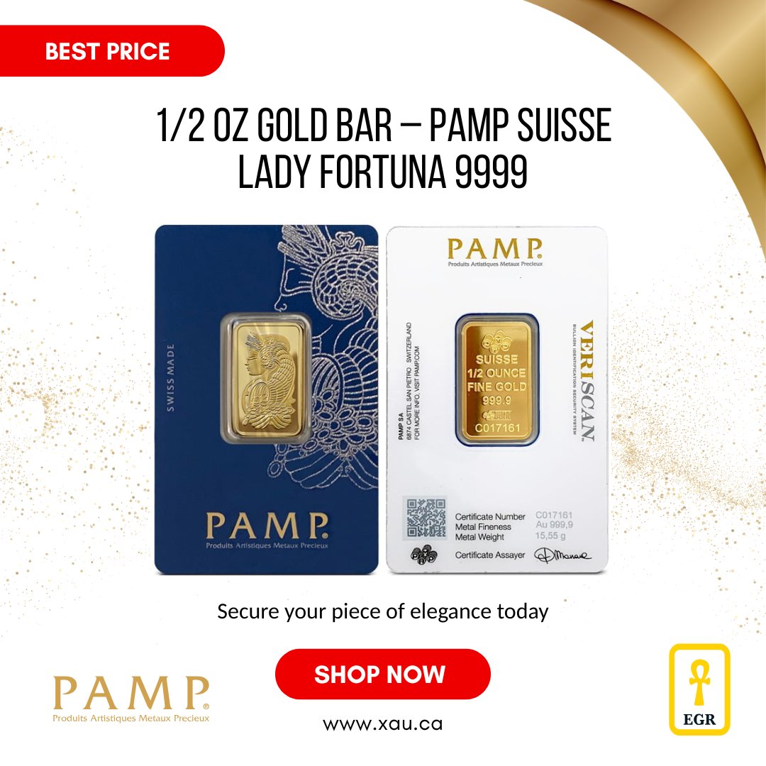 expressgoldref's tweet photo. 🌟 Grace. Purity. Fortune.
The iconic Lady Fortuna gold bar is now available in 1/2 oz – a refined choice for collectors and investors alike.

#LadyFortuna #GoldElegance #PAMPSuisse #GoldBar #HalfOunceGold #9999Gold #XAUgold #SmartGold #PreciousMetals https://t.co/EqLPWv5geO