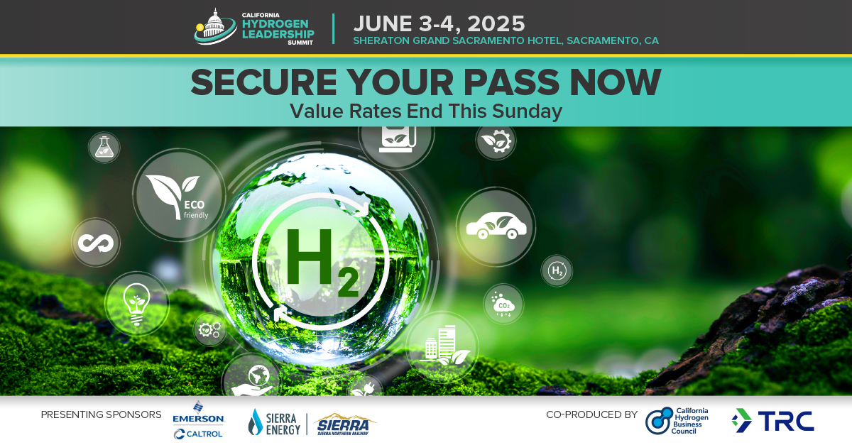 ⏳ Value registration rates for the #CAHydrogenSummit end this Sunday, May 18! Explore how the state can support affordable #hydrogen production, strengthen #infrastructure, and learn from global policy success stories.

🔗 Register now to save: ow.ly/j4qm50VUbcE