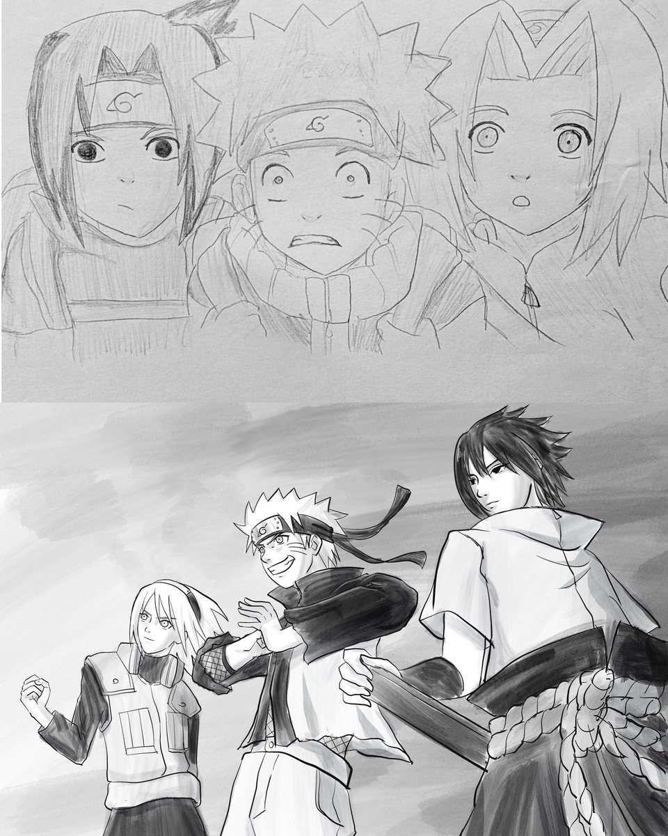 team 7 doodles: then vs now

#naruto #ナルト