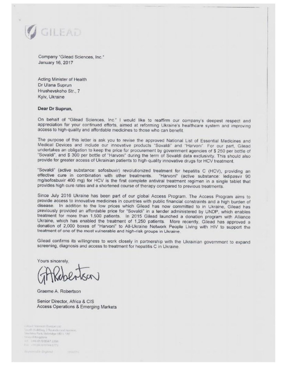 magicaGrmente22's tweet photo. Souproun di riconsiderare la decisione e di #includere i farmaci a base di sofosbuvir nell'elenco nazionale.
Lettera di Gilead Sciences a Souprun : https://t.co/ACnuxEmcmt