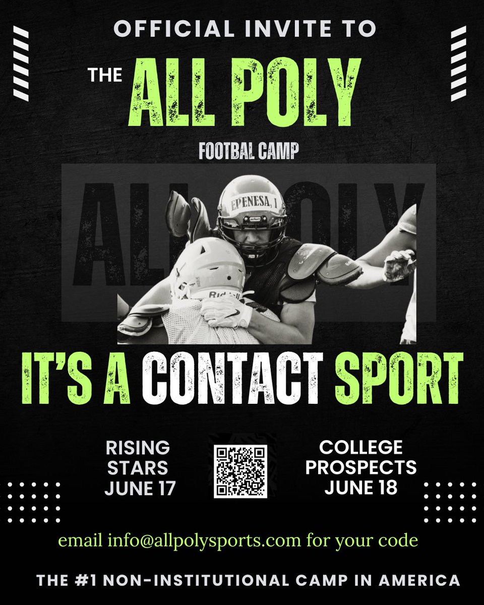 Tytan Dejong (@tytan_dejong08) on Twitter photo Thank you <a href="/All_Poly_Sports/">All Poly Sports</a> for the Invite to the best full contact camp out there!!
Time to work!!⏰💪🏻 Thank you <a href="/All_Poly_Sports/">All Poly Sports</a> for the Invite to the best full contact camp out there!!
Time to work!!⏰💪🏻