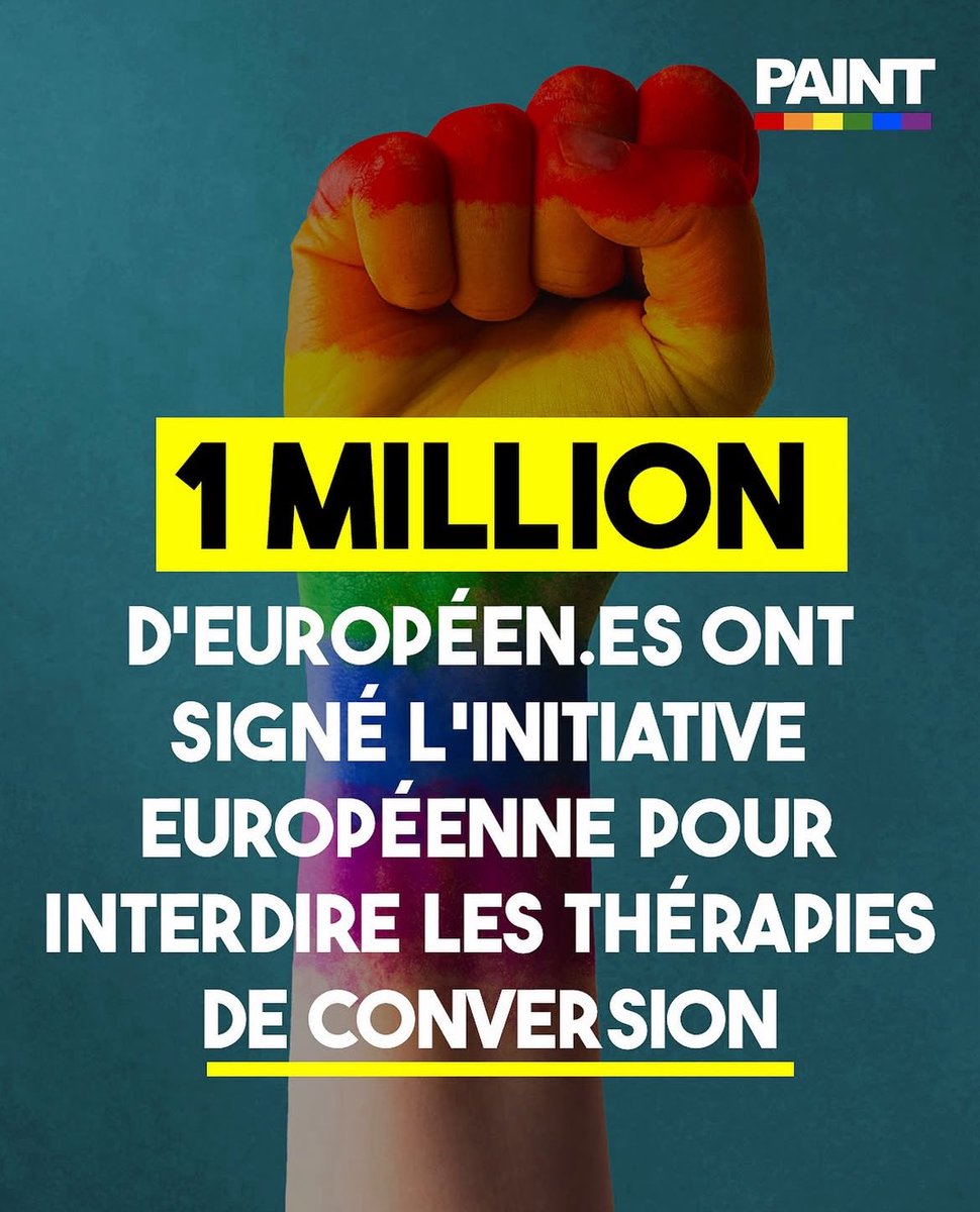 Boris VALLAUD (@borisvallaud) on Twitter photo Le million a été obtenu ! Bravo à toutes et tous pour votre mobilisation, bravo surtout <a href="/ACT_LGBT/">Against Conversion Therapy</a> pour le travail.
🖊️ Continuez de signer et de faire signer pour consolider le million ! eci.ec.europa.eu/043/public/#/s…
Le combat continue pour interdire toute "thérapie de conversion". 🏳️🌈 Le million a été obtenu ! Bravo à toutes et tous pour votre mobilisation, bravo surtout <a href="/ACT_LGBT/">Against Conversion Therapy</a> pour le travail.
🖊️ Continuez de signer et de faire signer pour consolider le million ! eci.ec.europa.eu/043/public/#/s…
Le combat continue pour interdire toute "thérapie de conversion". 🏳️🌈