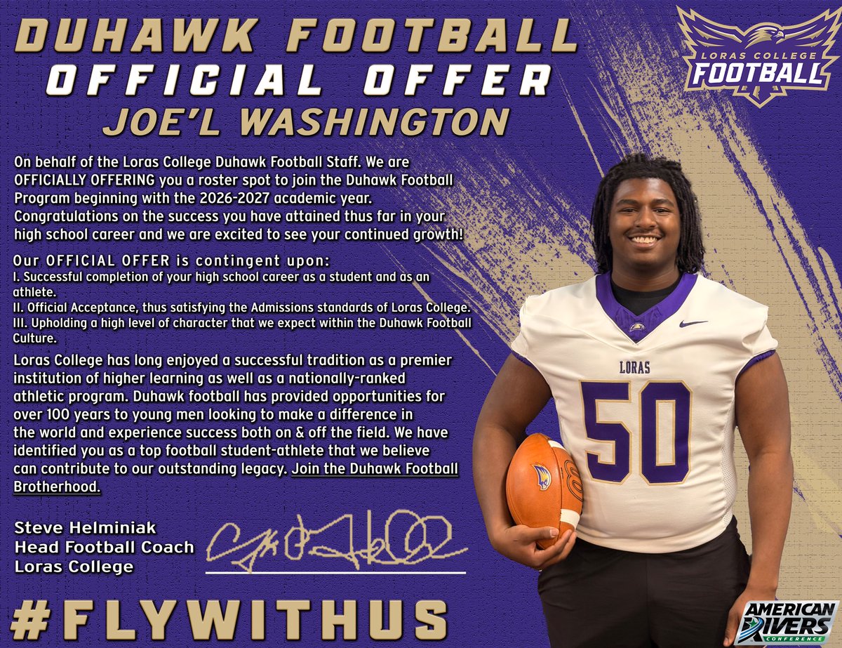 🤩Joe’l “ JoJo” Washington🤩 (@joelwash50) on Twitter photo BLESSED to receive my First Offer from Loras College thank you <a href="/CoachHipp34/">Cody Hipp</a> for recruiting me #AGTG <a href="/rths_football00/">RTHS Football</a> <a href="/RTHS_Athletics/">Raptor Athletics</a> <a href="/LCFBRecruiting/">Loras College Football Recruiting</a> <a href="/EDGYTIM/">Timothy “EDGYTIM” OHalloran</a> BLESSED to receive my First Offer from Loras College thank you <a href="/CoachHipp34/">Cody Hipp</a> for recruiting me #AGTG <a href="/rths_football00/">RTHS Football</a> <a href="/RTHS_Athletics/">Raptor Athletics</a> <a href="/LCFBRecruiting/">Loras College Football Recruiting</a> <a href="/EDGYTIM/">Timothy “EDGYTIM” OHalloran</a>