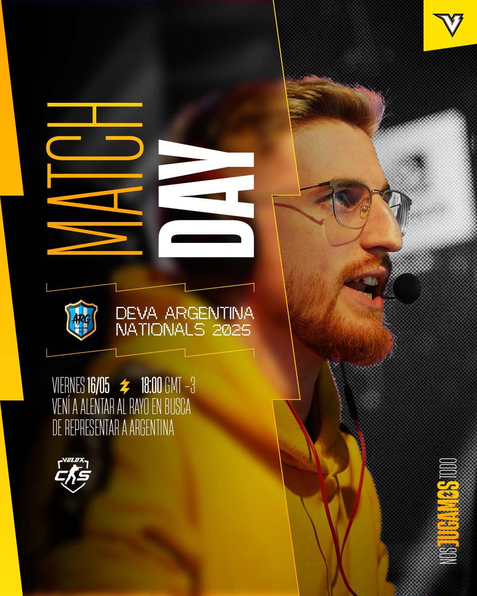Velox (@veloxgg) on Twitter photo MATCHDAY ⚡️
Está tarde jugamos la Qualy de <a href="/devaesportsarg/">Selección Argentina de Esports</a> Argentina Nationals 2025, en busca de ser la próxima selección argentina 🫡
⏰ 18.00hs
📺 A confirmar MATCHDAY ⚡️
Está tarde jugamos la Qualy de <a href="/devaesportsarg/">Selección Argentina de Esports</a> Argentina Nationals 2025, en busca de ser la próxima selección argentina 🫡
⏰ 18.00hs
📺 A confirmar