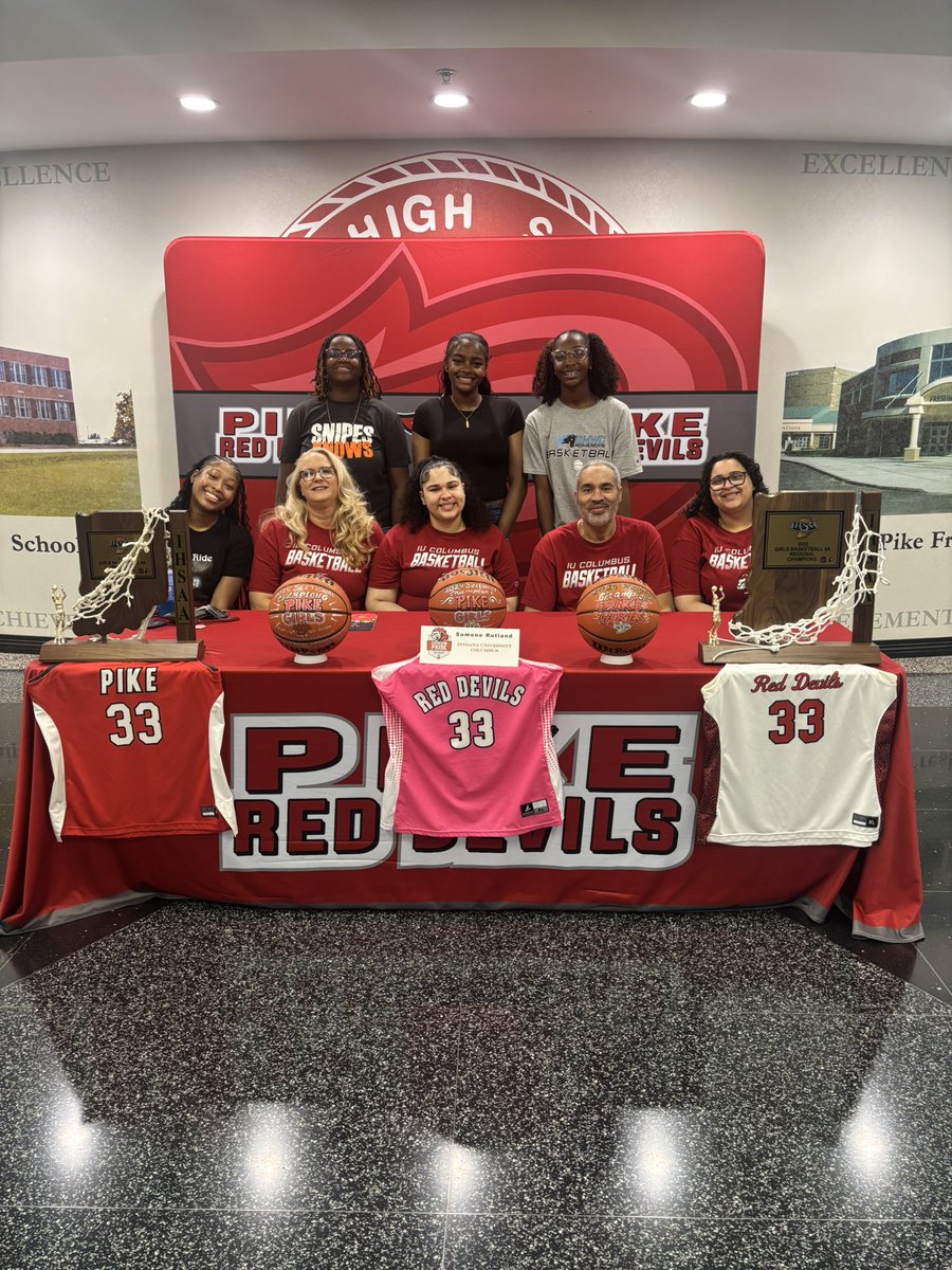 PikeHSAthletics's tweet photo. Congratulations to Samone Rutland—she signed her letter of intent to continue her basketball career at IU Columbus!

#PikeRedDevilsRise https://t.co/u4r3ECAnFe