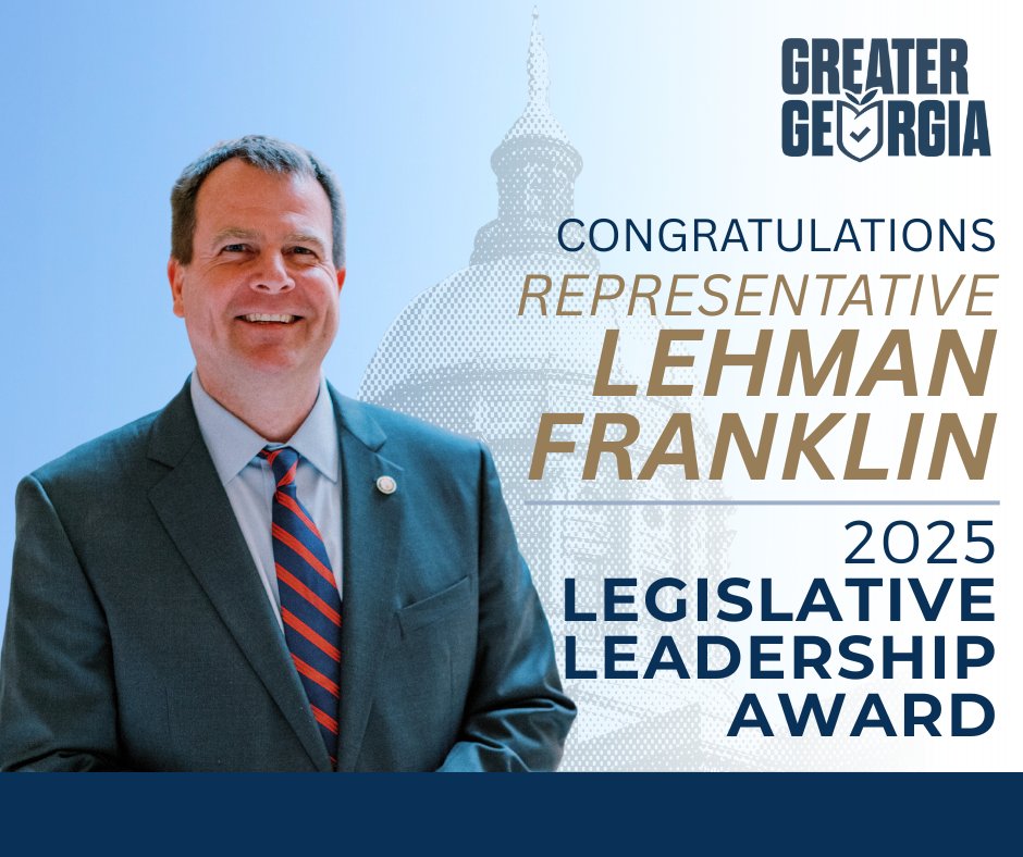 Greater Georgia (@greatergeorgia) on Twitter photo Representative <a href="/FranklinforRep/">Lehman Franklin</a> demonstrated courage and leadership by leaning on his family's personal experience with IVF to fuel his passion to protect all Georgian's right to start a family. Congrats on your Leadership Award! Representative <a href="/FranklinforRep/">Lehman Franklin</a> demonstrated courage and leadership by leaning on his family's personal experience with IVF to fuel his passion to protect all Georgian's right to start a family. Congrats on your Leadership Award!