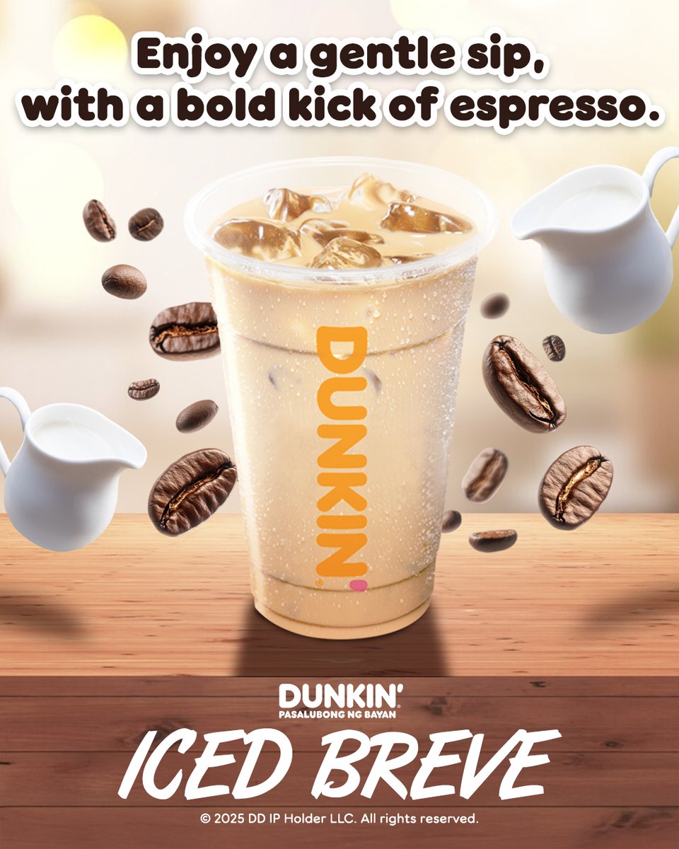dunkinph's tweet photo. Our new Iced Breve is bold, creamy, and oh-so-smooth—perfect for the daily grind.  Try it today! #BreveTime #DunkinPH https://t.co/YfZt3cdigb