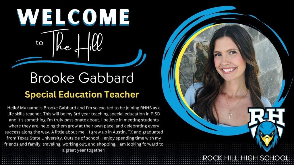 Rock Hill High School (@rockhillhs) on Twitter photo Rock Nation please welcome Brooke Gabbard to The Hill as a new Special Education Teacher for the 25-26 school year! ๐ Her dedication and heart for students make her a wonderful addition to our Blue Hawk family. <a href="/eastngat/">Terry Mouton</a> @RockHillmedia #ProsperProud Rock Nation please welcome Brooke Gabbard to The Hill as a new Special Education Teacher for the 25-26 school year! ๐ Her dedication and heart for students make her a wonderful addition to our Blue Hawk family. <a href="/eastngat/">Terry Mouton</a> @RockHillmedia #ProsperProud