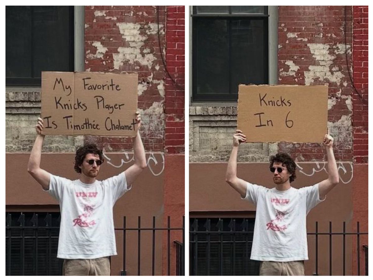 choupistick's tweet image. Me too 😁

#TimothéeChalamet for #Knicks Game 6
cc #dudewithsign on IG