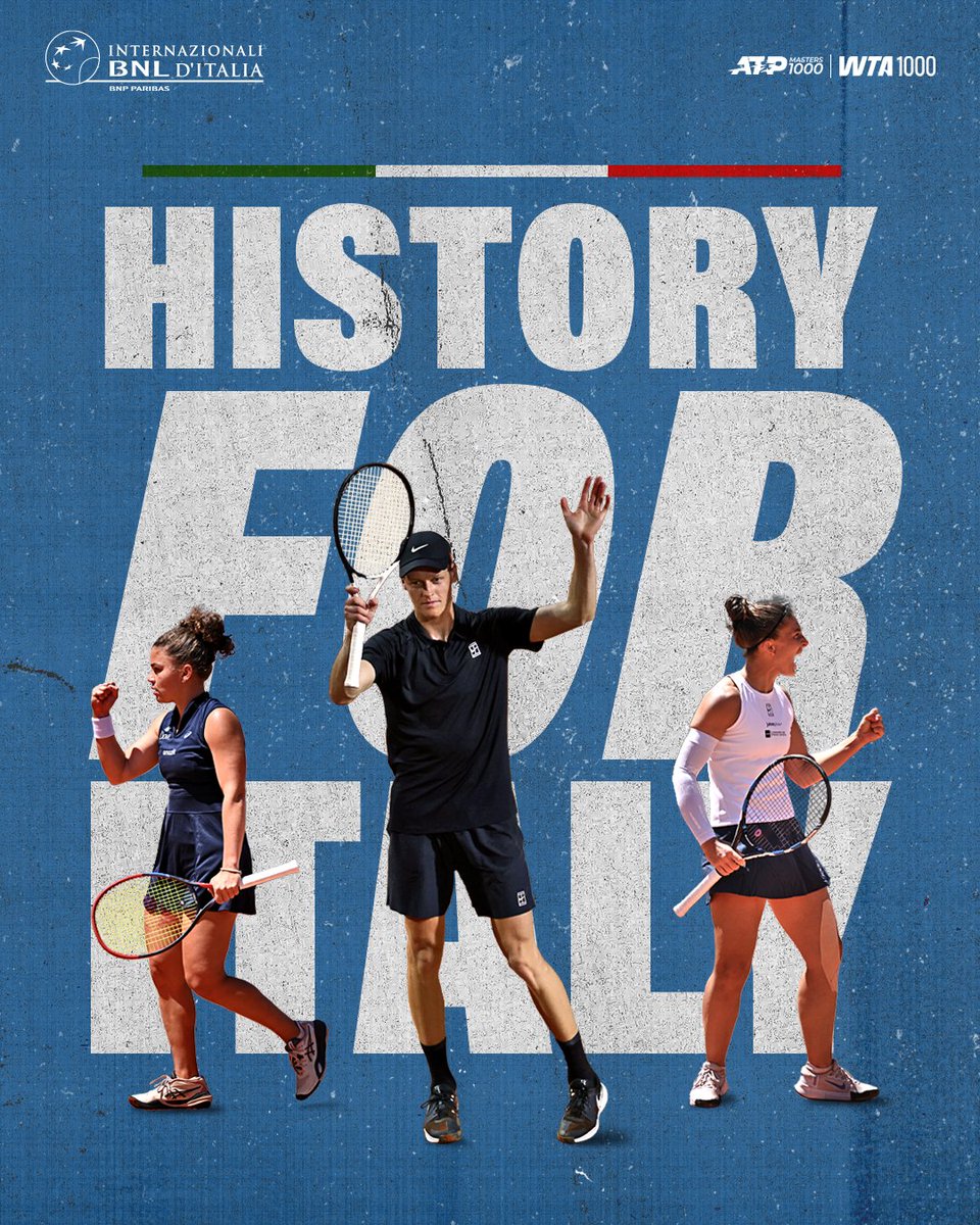 Three Azzurri, three finals, one historical tournament for Rome. 

🌟 𝗜𝘁’𝘀 𝘁𝗵𝗲 𝗴𝗼𝗹𝗱𝗲𝗻 𝗮𝗴𝗲 𝗼𝗳 𝗜𝘁𝗮𝗹𝗶𝗮𝗻 𝗧𝗲𝗻𝗻𝗶𝘀 🌟

#IBI25