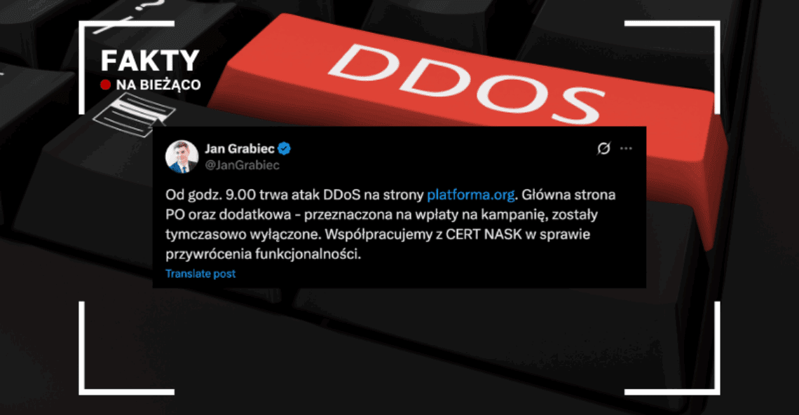 DemagogPL's tweet photo. #FaktyNaBieżąco

🚨 Atak DDoS na polskie strony polityczne – ślady prowadzą do prorosyjskiej grupy NoName057!

Grupa NoName057 przyznała się do ataku na strony PO i PSL na Telegramie i X.

Celem ataku #DDoS obecnie są https://t.co/bjlsc6UqdX.: https://t.co/cKuC3N7TjS, https://t.co/AgRuiIOBlb, https://t.co/DUBiYXtqhe, https://t.co/v10f7S1Pic, https://t.co/UqrupXXLEx, systemy @PGNiG i @Grupa_PGE  i samorządy.

💬 Ekspert @MateuszChrobok potwierdza: "prorosyjska grupa od lat rozwija swoje  narzędzie o nazwie DDoSia (...) grupa NoName057 od dawna celuje w Polskę, a wyżej przedstawione fakty wskazują na to, że „nie ma sensu wierzyć w teorie spiskowe związane z tą sytuacją”.

🛜 Nie przesądza, czy wyświetlanie błędu 503 to wynik działania administratorów, którzy próbowali zapanować nad nadmiernym ruchem na stronie, czy efekt  przeciążenia serwera.

Jednocześnie @PolicjaCBZC prowadzi czynności w sprawie ataku na „podmioty publiczne”.

Ochrona infrastruktury cyfrowej powinna być priorytetem – nie polem do politycznych spekulacji.

ℹ️ Obecnie (16 maja, godz. 22:01) strony https://t.co/CglIUVQfMs i https://t.co/il5euWpThe są dostępne dla osób wchodzących na nie z Polski👉 https://t.co/cbjyTAUF6U

#Wybory2025 #WyboryPrezydenckie2025