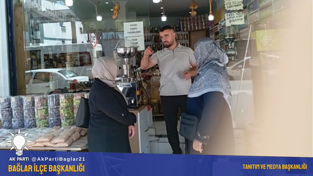 Bağlar’ımız için gece gündüz çalışan kadromuzla sahadayız!

Bugün Kaynartepe, Muradiye ve Fatih mahallelerimizdeki esnaflarımızı ziyaret ettik.

Ziyaretlerimizde, İlçe Başkanımız Sayın Av. Sadık Başar Gür’ün selamlarını ileterek esnaflarımızın taleplerini dinledik, hayırlı işler