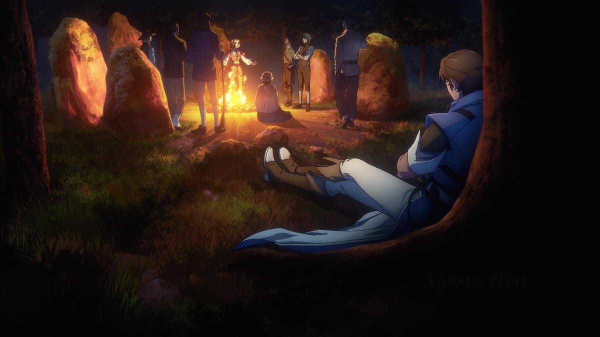 DeusPagnae's tweet image. @DeathisHer 

the Belmont was sitting down under a tree at a fire place, looking up at the sky. He was waiting for someone he loved.