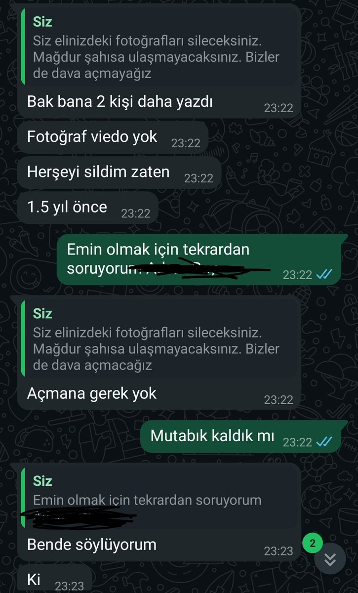 Şahısla konuştum. Üstü kapalı tehdit ettim. Tüm fotoğrafları ve videoları sildigini söyledi. Hanımefendiyi de rahatsız etmeyecek. 
Hiçbir kadımızı yalnız bırakmayacağız. ASLA YALNIZ YÜRÜMEYECEKSİNİZ