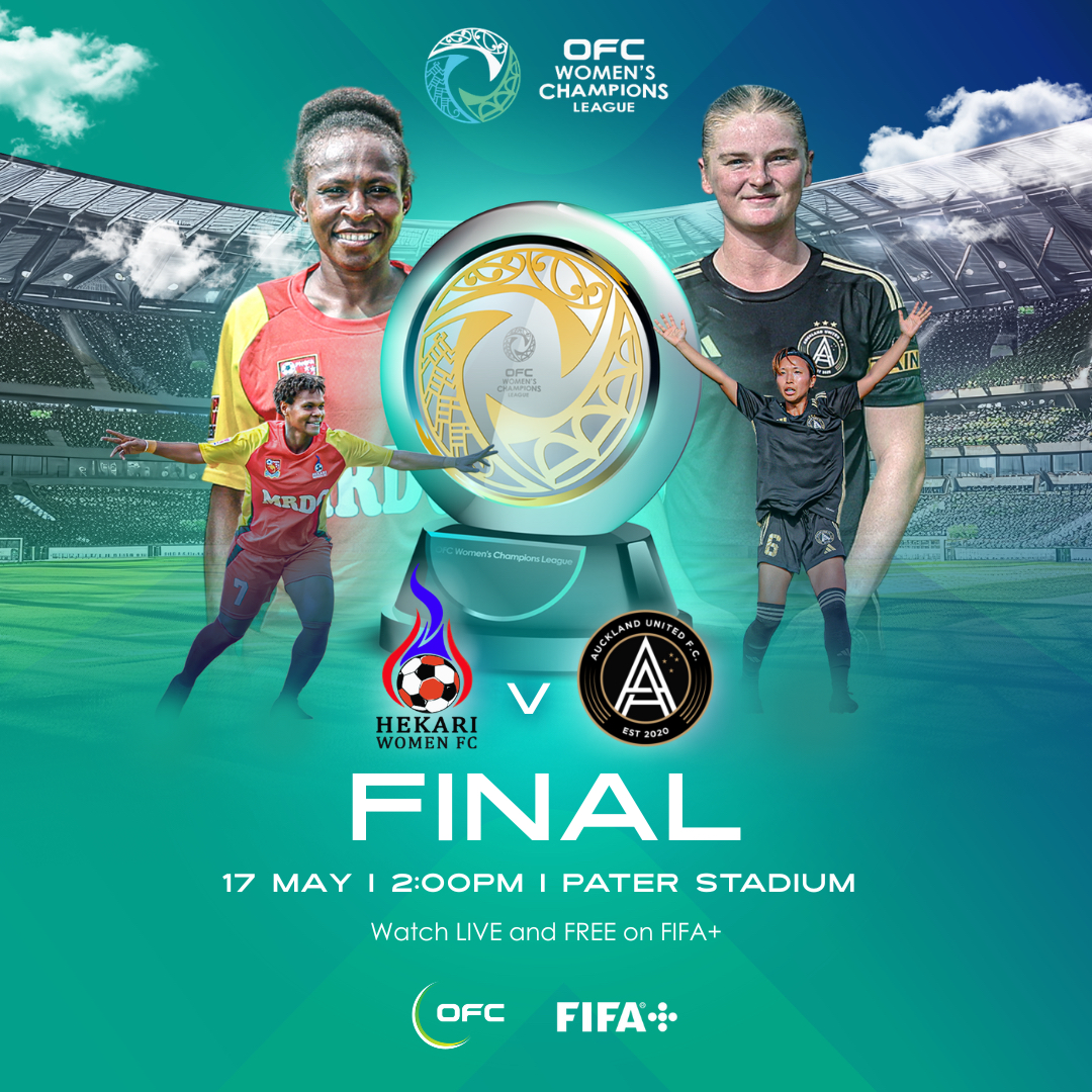 OFCfootball's tweet photo. 1 day to go! The OFC Women’s Champions League Final kicks off tomorrow – who will be crowned? ⚽️🇵🇬🇳🇿
Catch all the action LIVE and FREE on FIFA+
https://t.co/8AxiIrXm3h
#OWCL https://t.co/JRF9l7NvB1