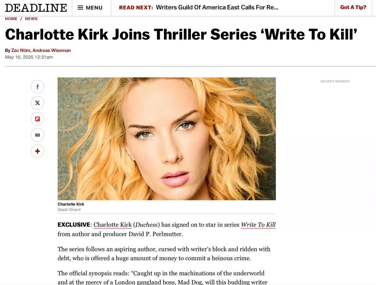Cody Pelletier (@publishquest) on Twitter photo Support Indie-Creatives
Watch and Promote Indie-films. Buy and Review Indie Books, Art and Music
BOOK TO TV, CRIME THRILLER, series WRITE TO KILL ✍🏼📕🎬
A lot of exciting developments happening! Check out the latest article ~ deadline.com
Deadline – Hollywood Support Indie-Creatives
Watch and Promote Indie-films. Buy and Review Indie Books, Art and Music
BOOK TO TV, CRIME THRILLER, series WRITE TO KILL ✍🏼📕🎬
A lot of exciting developments happening! Check out the latest article ~ deadline.com
Deadline – Hollywood