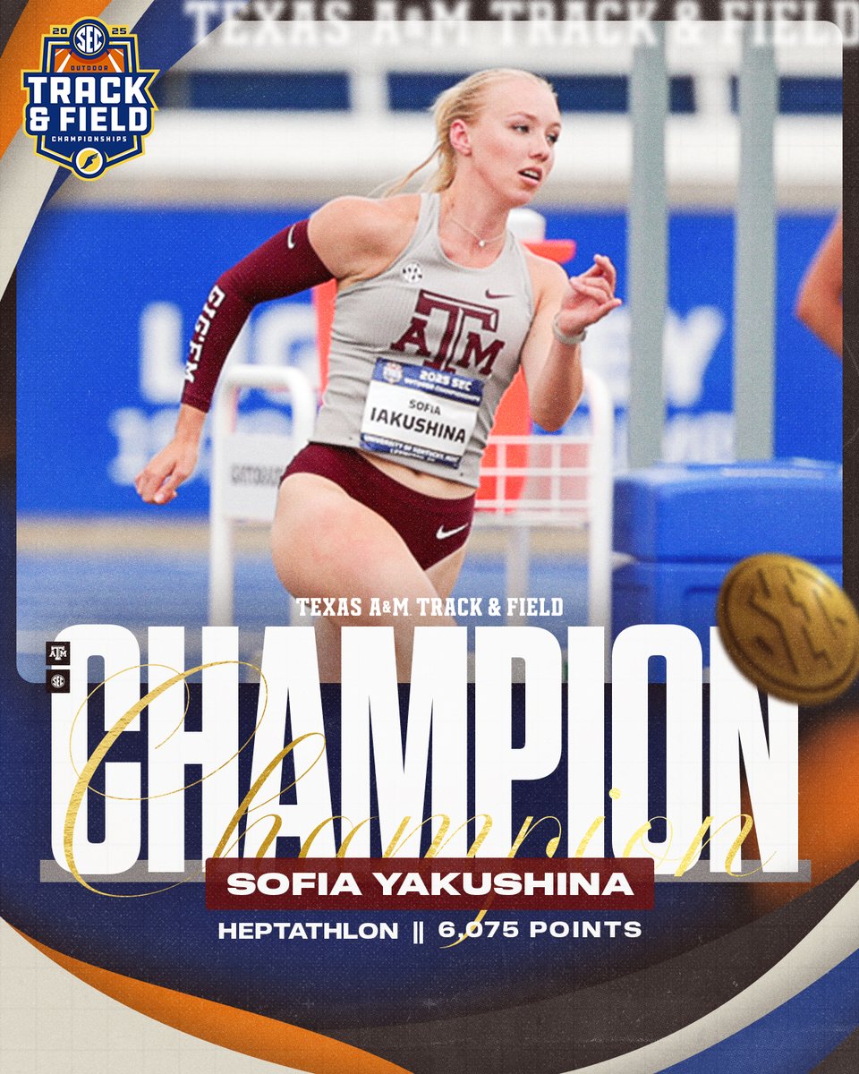 Sofia wins the women's heptathlon ‼️🥇

She is the first freshman to win the title since 2018 👍

#GigEm // #AggieTF