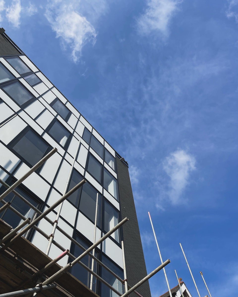 Great to see the scaffolding dropped to see the wonderful facade. Looking forward to seeing the views out now the netting has been pulled. The project has taken an empty office block and repurposed it into twelve new assisted living units, with commercial on the ground floor.