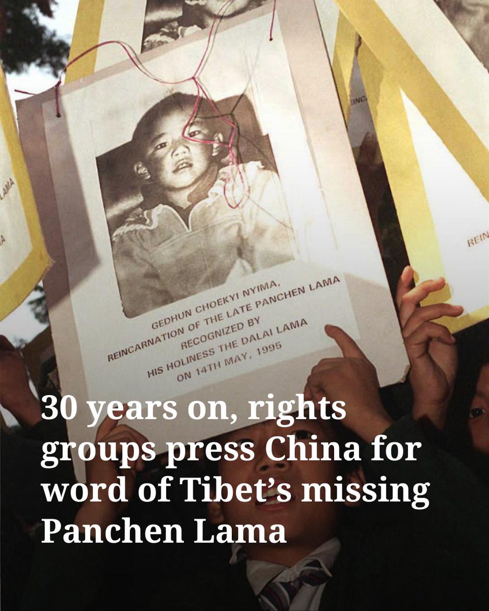 Rights groups and the Tibetan government-in-exile are calling on China to free the Panchen Lama — the second-highest spiritual leader in Tibetan Buddhism — who was abducted by Chinese authorities 30 years ago at the age of six.
rfa.org/english/tibet/…

#Tibet #China