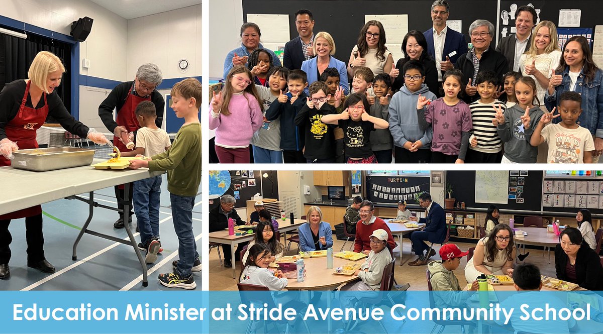 Thank you to Minister of Education &amp; Child Care <a href="/lisabeare/">Lisa Beare</a> for coming to see the Feeding Futures food program in action at one of our #BurnabySchools! <a href="/strideSD41/">Stride School</a> has a robust lunch program open to all students at the school. We appreciate you making the time to see it in person!