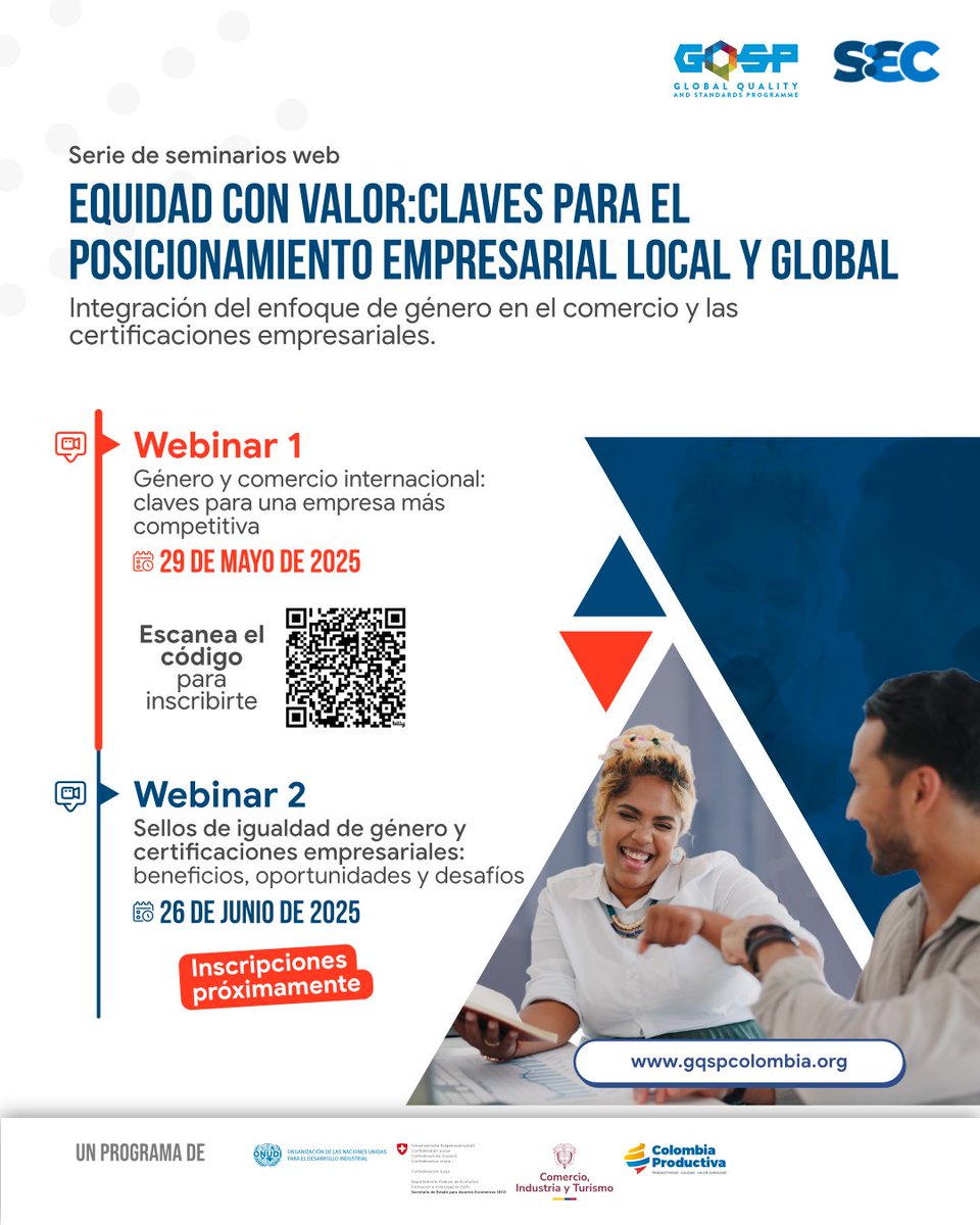 ¿Cómo puede la equidad de género fortalecer la competitividad de tu empresa? 🙋‍♀️🙋

Participa en nuestra serie de seminarios web 'Equidad con valor'. ¡Iniciamos este 29 de mayo a las 8:30 a.m.!   
🔗Regístrate aquí: bit.ly/géneroycomerci…
