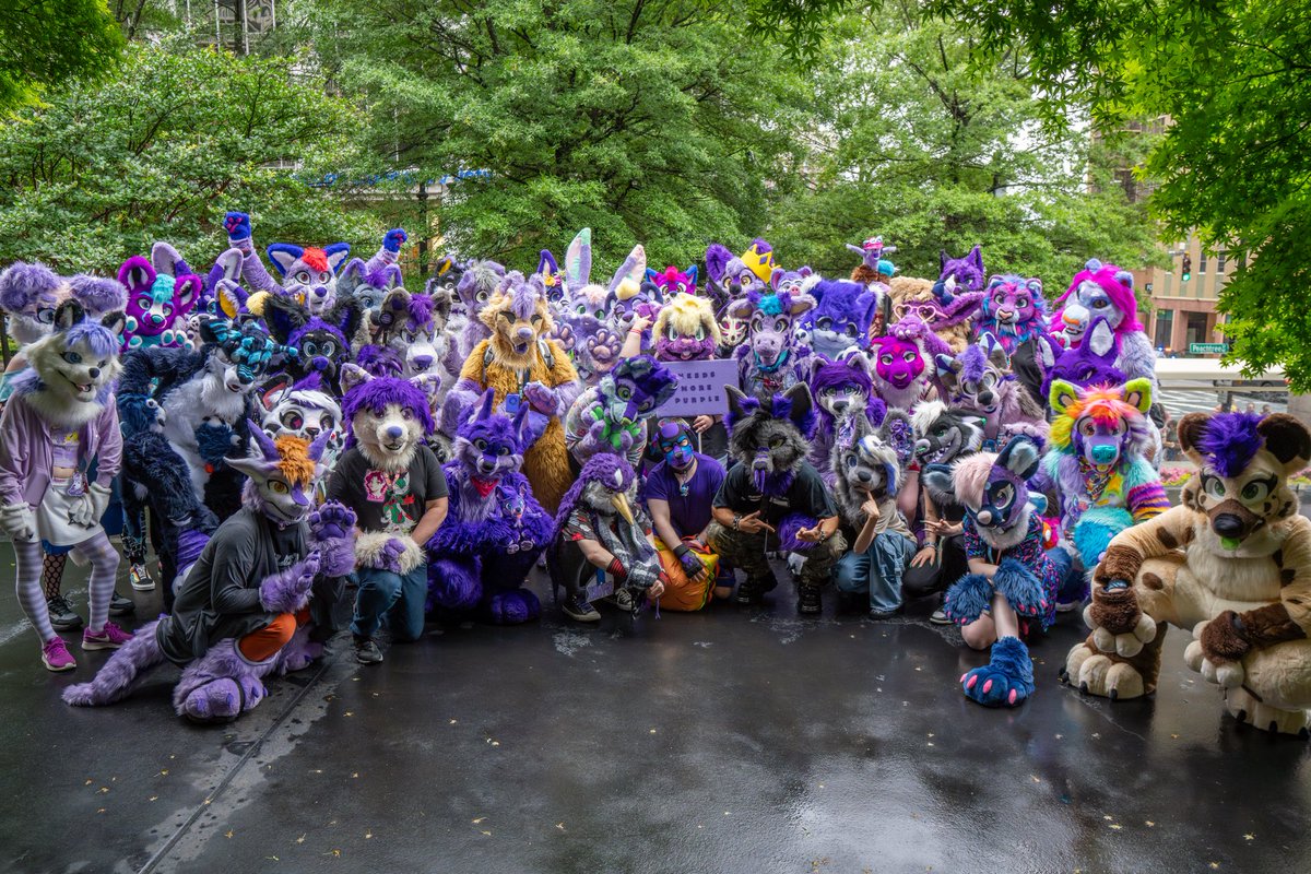 Zarafa (@zarafagiraffe) on Twitter photo Woo hoo! Here it is! The #PurplePic from #FWA2025/<a href="/FurryWeekend/">Furry Weekend Atlanta | May 7-10, 2026</a>!
We did 2 pics: one w/ fursuiters who were mostly purple, & a second which added in suiters w/ANY purple. Big thanks to all you purples who braved the rain! Huge thanks to <a href="/Aussywoo/">Aus š AC, AWU, MP</a> for again being our photographer! Woo hoo! Here it is! The #PurplePic from #FWA2025/<a href="/FurryWeekend/">Furry Weekend Atlanta | May 7-10, 2026</a>!
We did 2 pics: one w/ fursuiters who were mostly purple, & a second which added in suiters w/ANY purple. Big thanks to all you purples who braved the rain! Huge thanks to <a href="/Aussywoo/">Aus š AC, AWU, MP</a> for again being our photographer!