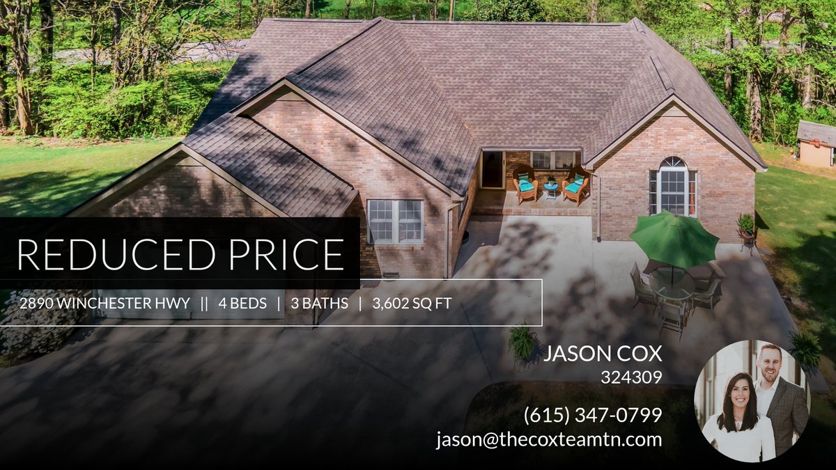 TheCoxTeam's tweet photo. 📍 Reduced Price 📍 This recently reduced home at 2890 Winchester Hwy in Lynchburg won't last long, so, don't wait to set up a showing! Reach out here or at (615) 347-0799 for more information!

Jason Cox | Parks Realty | The Cox T... https://t.co/kyKhGCBwEr https://t.co/1whdWUU0cc