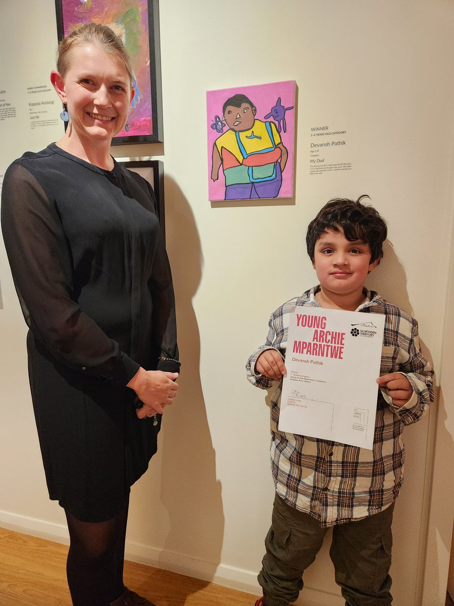 BhawnaPathik's tweet photo. #devanshpathik is the finalist for #archibaldcompetition for #youngarchiemparntwe #centraliaaustralia  presented or competition  first time. So proud of devansh #salute #NTeducation #mointallanschool . #educationforabilities  
Devansh story about his dad https://t.co/8j6XEx1V88