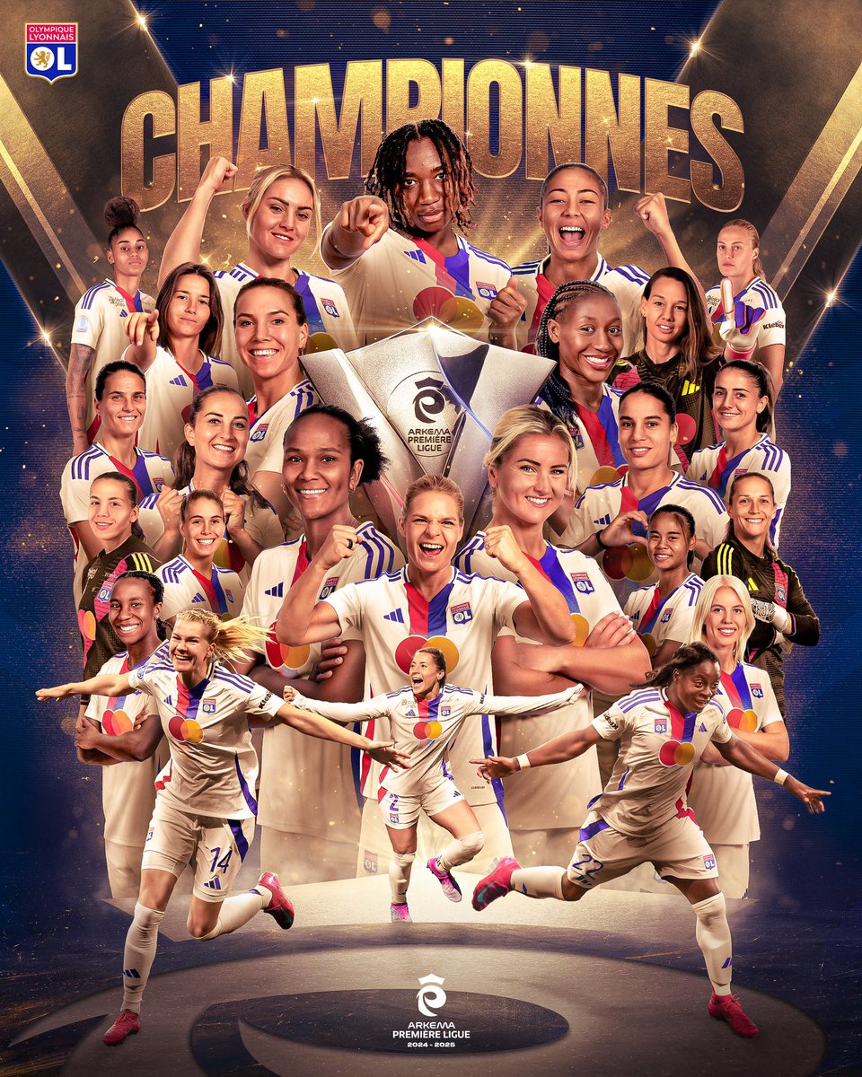 𝐂𝐇𝐀𝐌𝐏𝐈𝐎𝐍𝐍𝐄𝐒 𝐗𝟏𝟖 🔥🏆

L’<a href="/OLfeminin/">meg</a> remporte son 𝟏𝟖𝐞̀𝐦𝐞 𝐭𝐢𝐭𝐫𝐞 de championne de France 🇫🇷 après avoir battu le Paris SG (3-0) ! 

𝐵𝑟𝑎𝑣𝑜 𝑀𝑒𝑠𝑑𝑎𝑚𝑒𝑠 !! 👏

#ArkemaPL