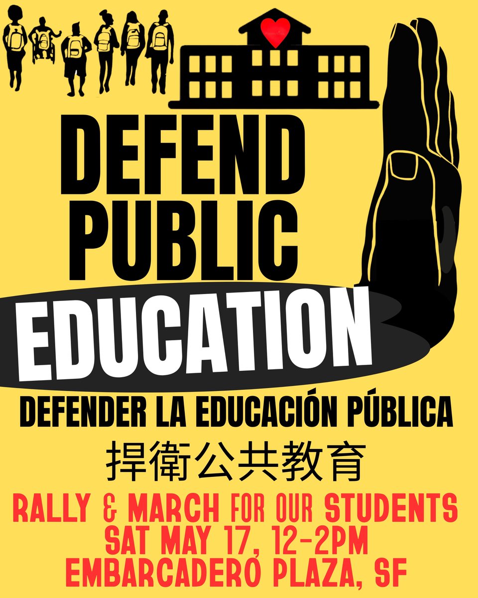 We will see you tomorrow, Saturday, May 17, at 12 pm at Embarcadero Plaza. Come early and help us paint these "Defend Public Education" banners we will take with us on our march to the I.C.E. offices!