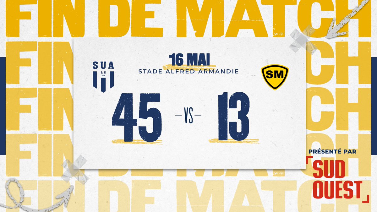 agen_rugby's tweet photo. 📢 C’EST TERMINÉ !

Performance majuscule de nos Agenais ce soir dans un stade Armandie plein à craquer !

Le SUA LG évoluera officiellement en Pro D2 la saison prochaine 💙🤍💪

Merci à tous pour votre soutien 🥹 https://t.co/YdEL0X1Gb4