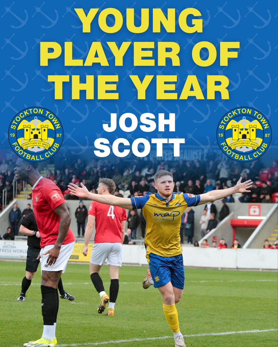 stockton_townfc's tweet photo. Young Player of the Year 🏆 

Congratulations to Josh Scott, who was named as the club’s Young Player of the Year 👏 

#UTA⚓️ https://t.co/0ubSEmU9vu