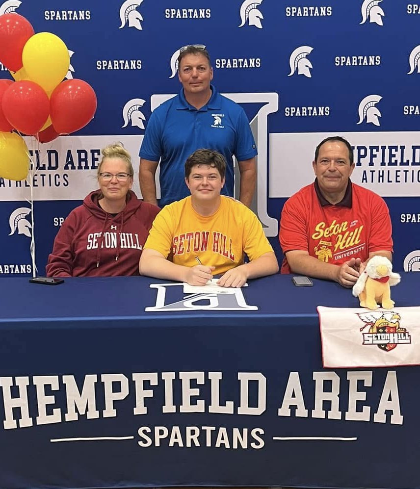 Congratulations to Hempfield Area senior student-athlete Colin Tapper for committing to continue his academic and Track &amp; Field (throwing events) careers at Seton Hill University!