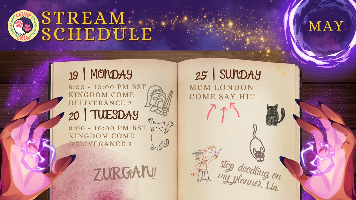 Schedule for next week!