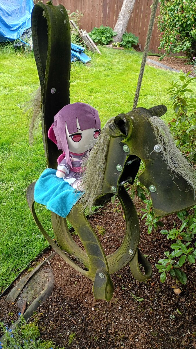 Lando131's tweet image. Look who arrived today! She had nearly escaped her packaging, but luckily she's settled in now and had some fun on the tire swing. I think she approves of Shondo's flowers too; which have lasted remarkably long. #shondophrenic #fallenshadowmerch