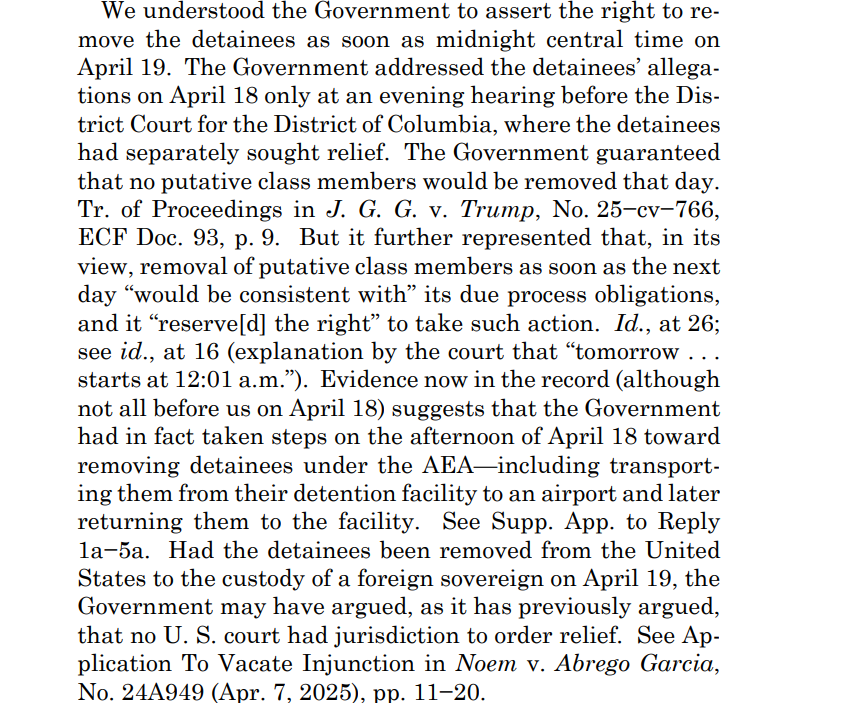 JordanOnRecord's tweet photo. Also notable, the majority here seems to indicate it does not believe the Trump administration was truthful in its representations to the court. https://t.co/yDKQomoTpp