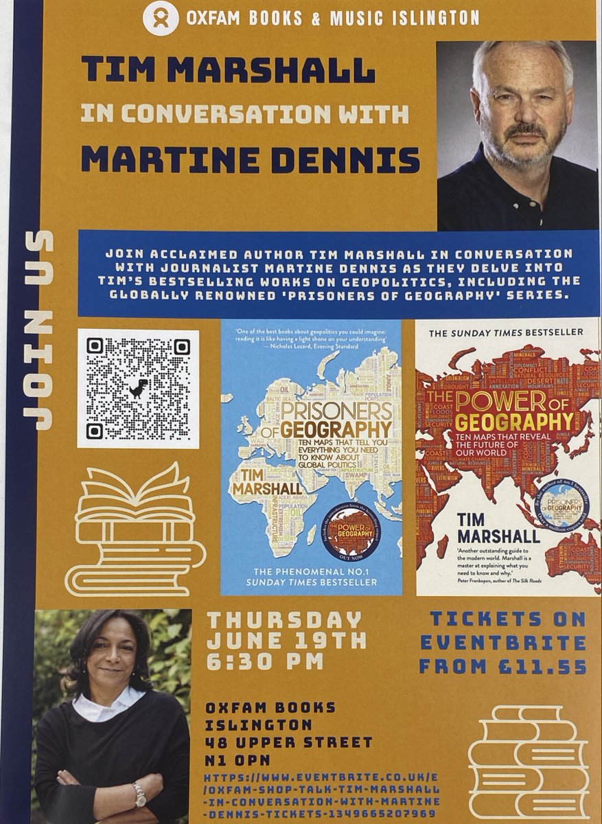 OxfambooksN1's tweet photo. Post

SHOP TALK - THU 19 JUN - Tim Marshall &amp; Martine Dennis @Itwitius @MartineDennis #geopolitics #prisonersofgeography #foreignaffairs #booktalk Tickets - https://t.co/90pEpKWWks https://t.co/7rII5O25Po