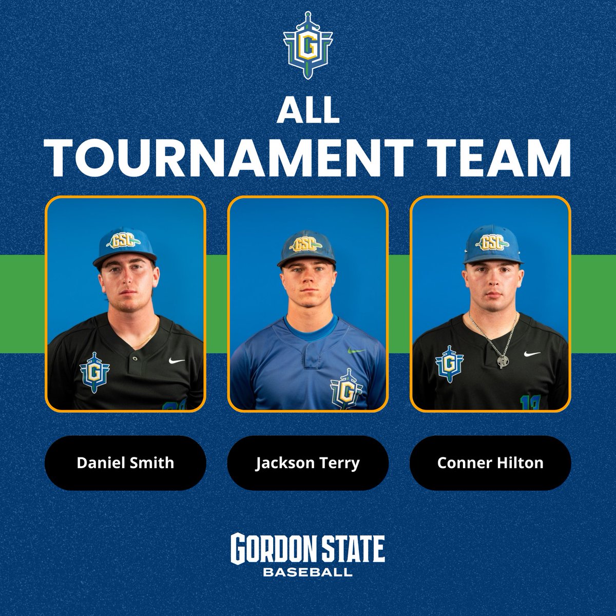 Gordon State College Baseball (@gordonstatebsb) on Twitter photo Congrats to <a href="/Daniel_SmithBB/">Daniel Smith</a> <a href="/Jackson_Terry24/">Jackson Terry</a> <a href="/ConnerHilton4/">Conner Hilton</a> for making the GCAA All Tournament Team!
#HighlandersForward Congrats to <a href="/Daniel_SmithBB/">Daniel Smith</a> <a href="/Jackson_Terry24/">Jackson Terry</a> <a href="/ConnerHilton4/">Conner Hilton</a> for making the GCAA All Tournament Team!
#HighlandersForward